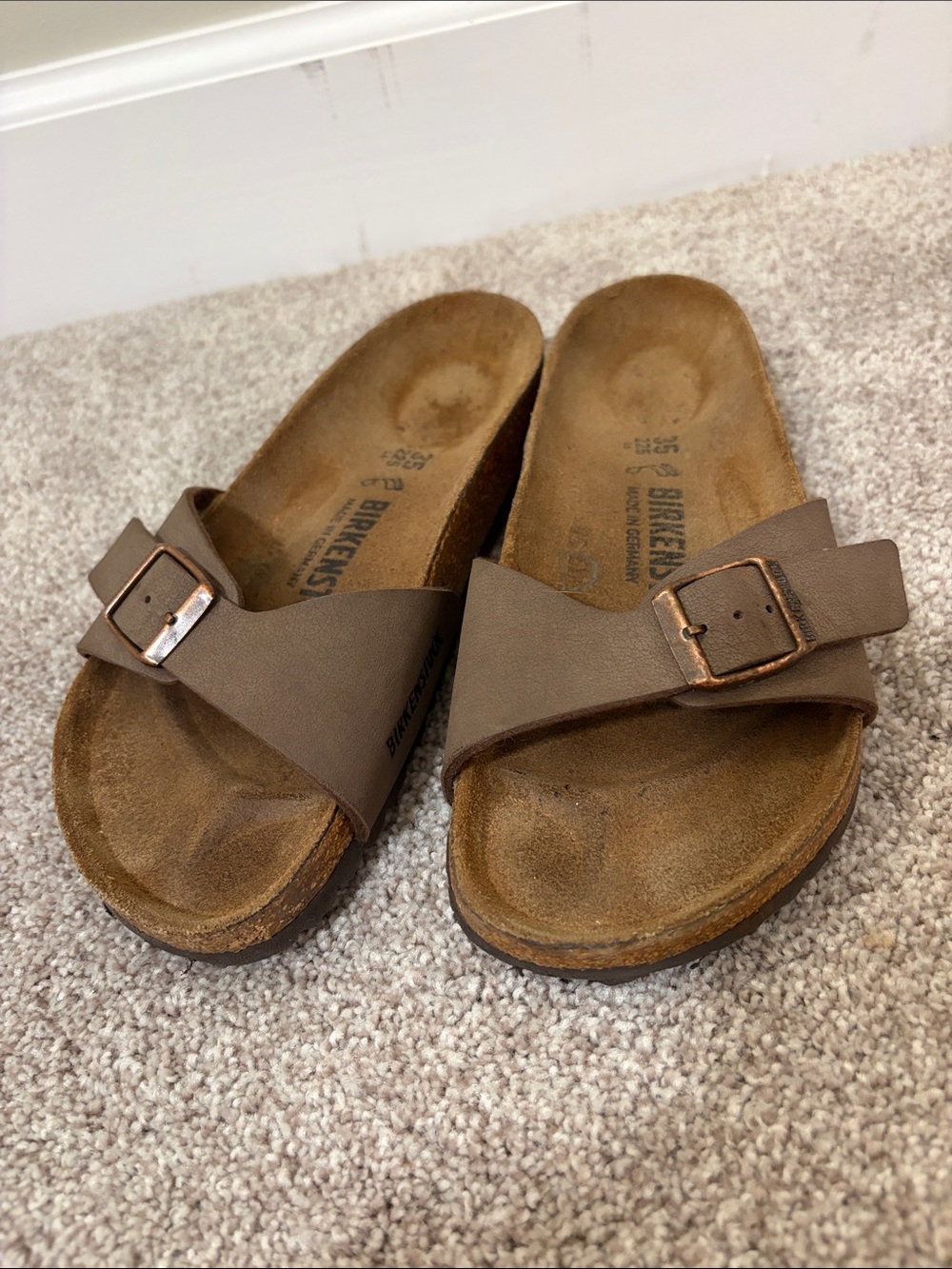 Birkenstock Madrid Mocha Brown Single Strap Slide Sandals Size 35 EU / 6 US